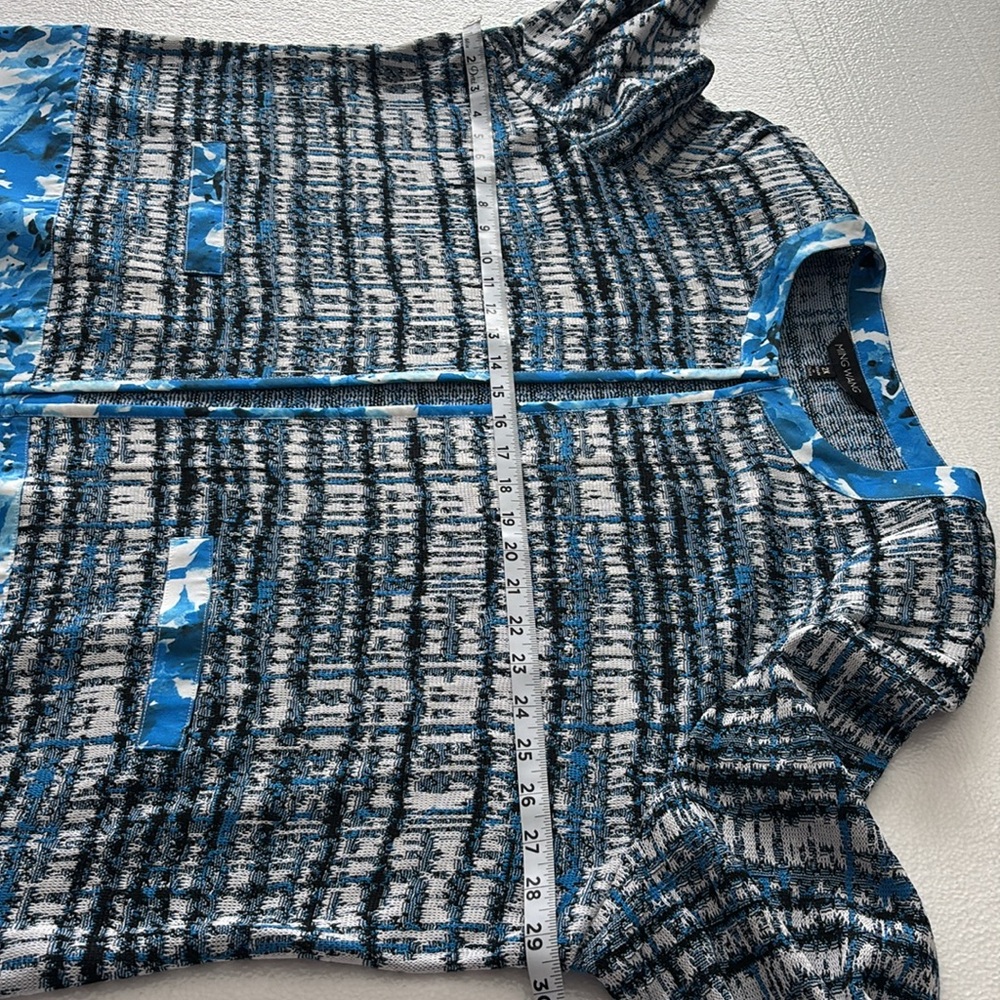 Ming Wang - blue, white and black, textured & designed jacket. - Picture 6 of 13